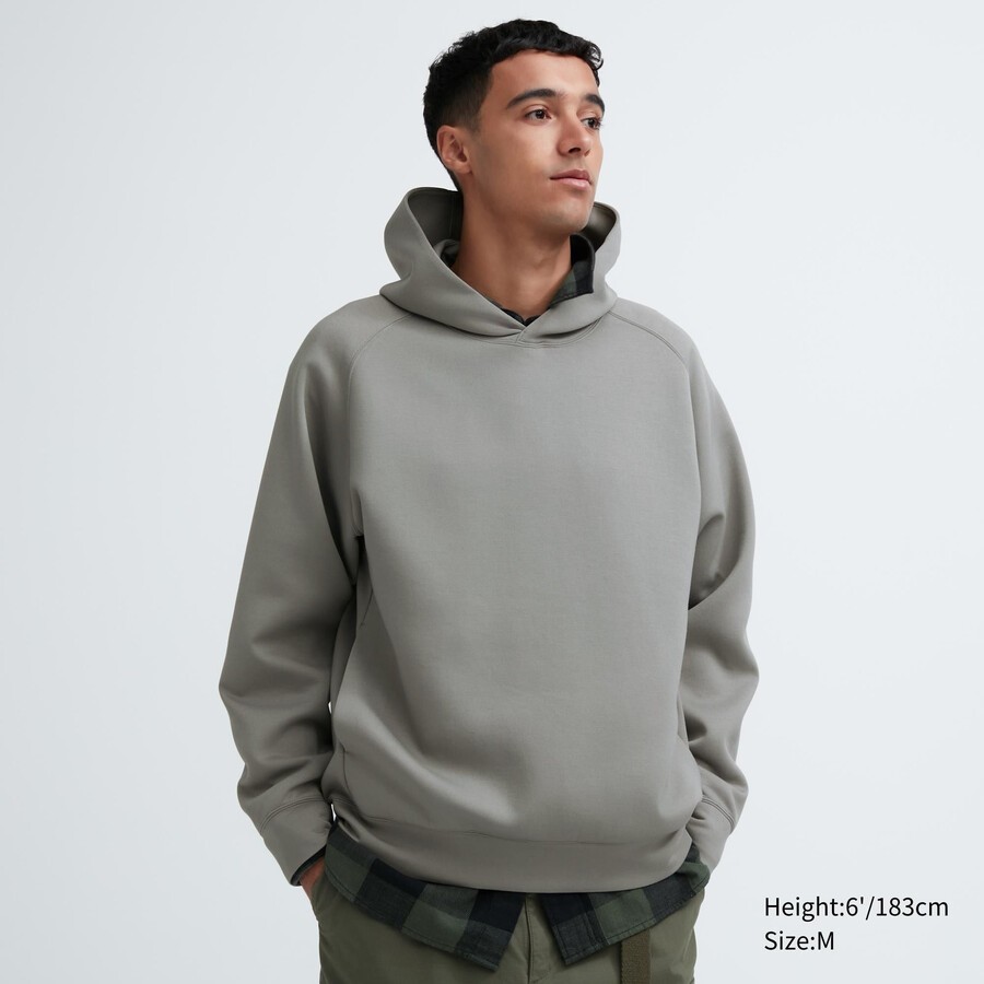 siva moška pulover s kapuco uniqlo dry sweat stretch