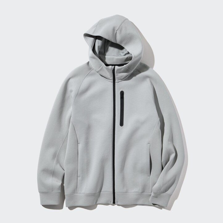 svetlo siva moška jopa z zadrgo uniqlo dry stretch