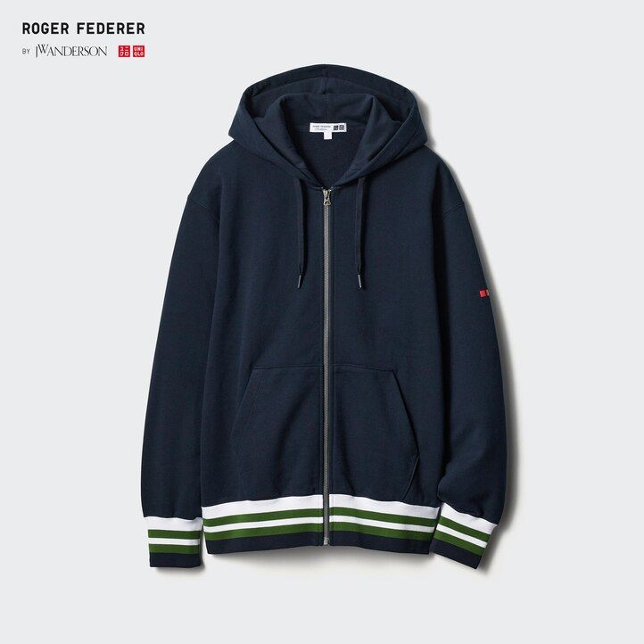 moška pulover s kapuco z zadrgo iz belega materiala uniqlo
