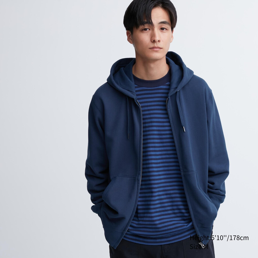 moška jopa z zadrgo uniqlo sweat modra