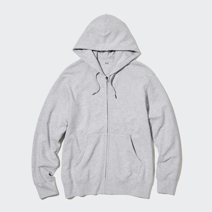 Črna moška pulover s kapuco z zadrgo uniqlo