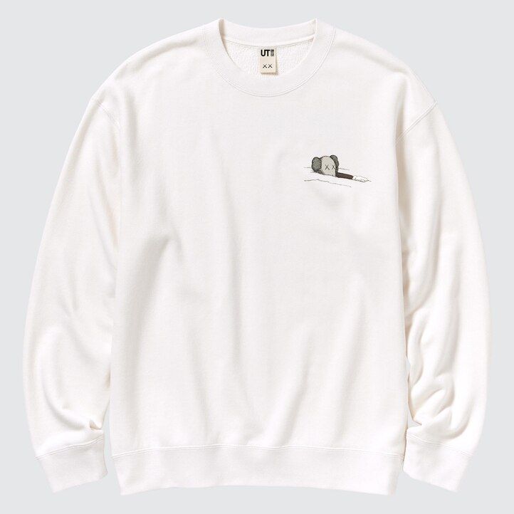 moška jopa z grafiksom uniqlo kaws ut bela