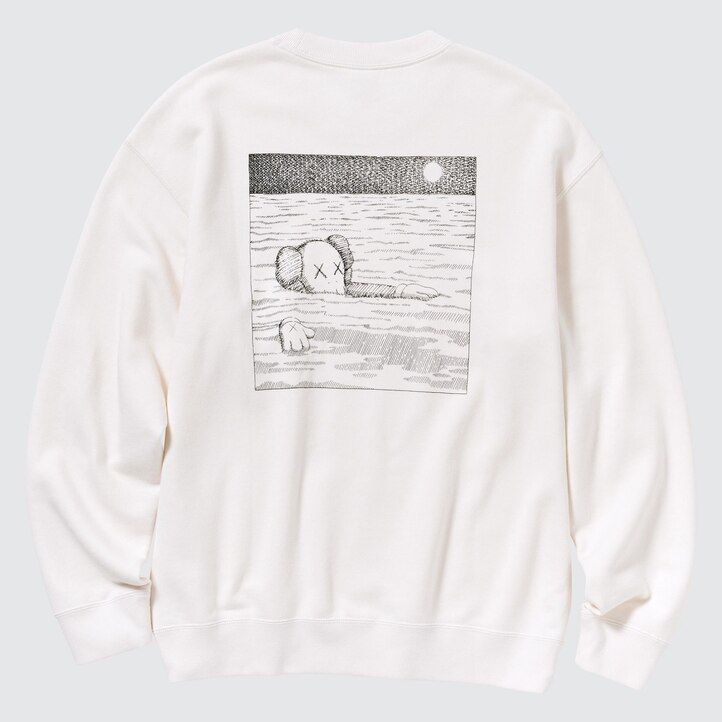 moška jopa z grafiksom uniqlo kaws ut bela