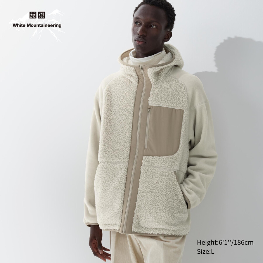 bež uniqlo flis pulover s kapuco z zadrgo