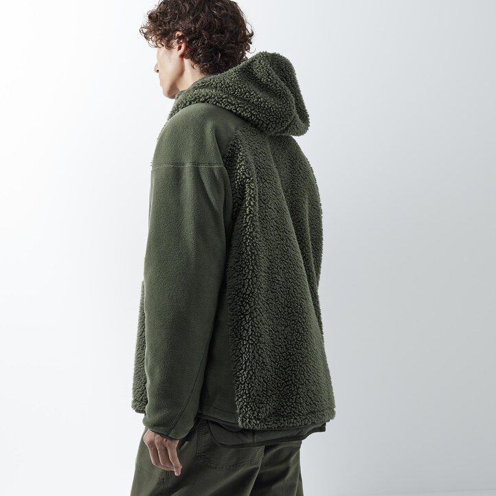 bež uniqlo flis pulover s kapuco z zadrgo