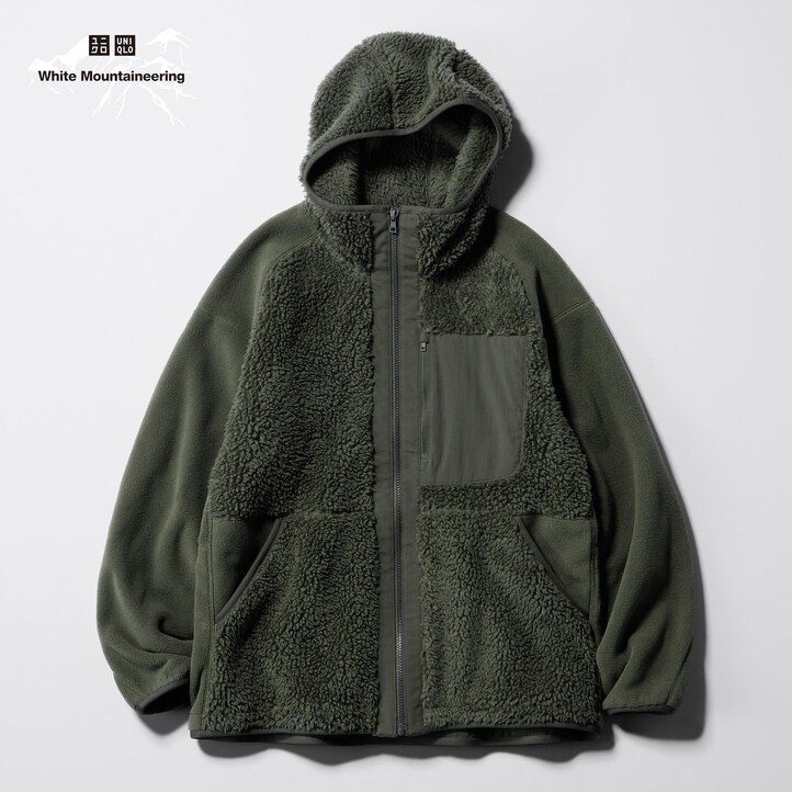 bež uniqlo flis pulover s kapuco z zadrgo