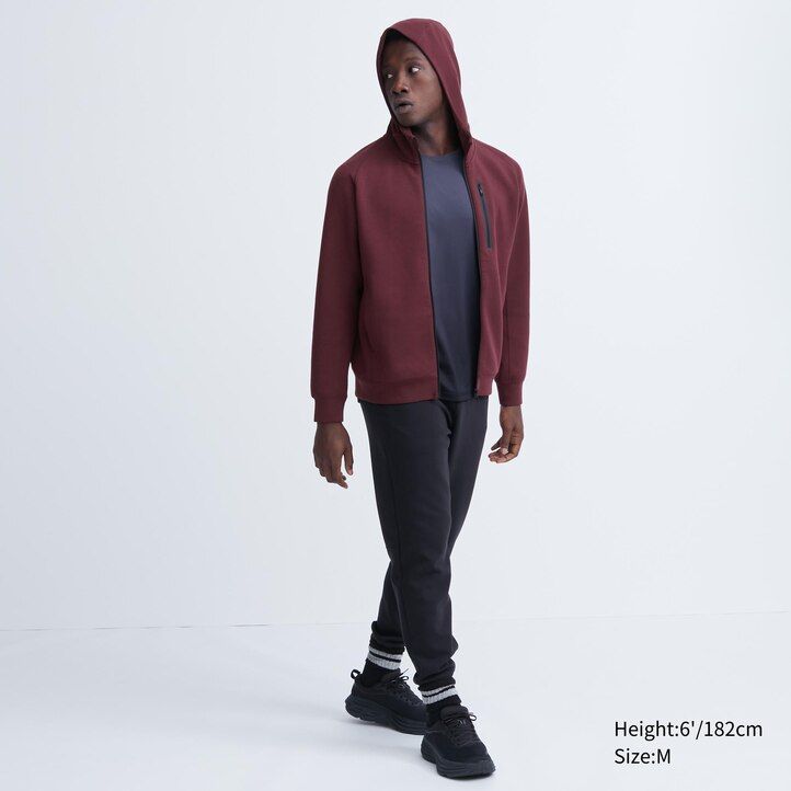 moška uniqlo dry sweat stretch jopa z zadrgo svetlo siva