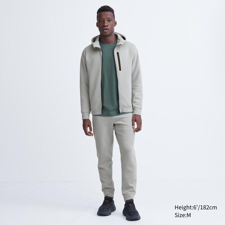 moška uniqlo dry sweat stretch jopa z zadrgo svetlo siva