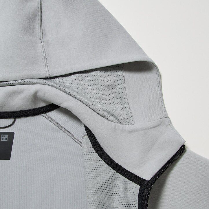 moška uniqlo dry sweat stretch jopa z zadrgo svetlo siva