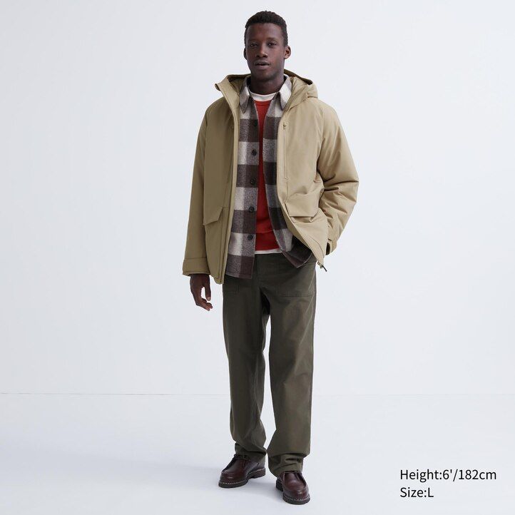 moške uniqlo hibridne puhove jakne s 3d krojem temno sive