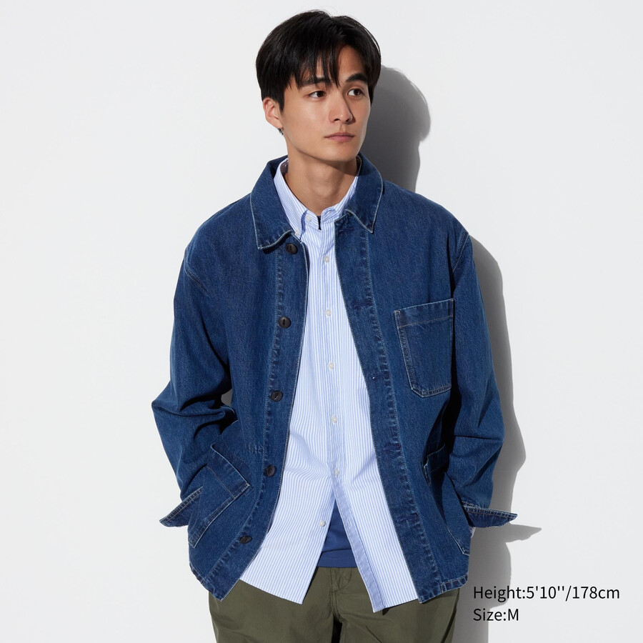 moške uniqlo jeans jakne modre barve