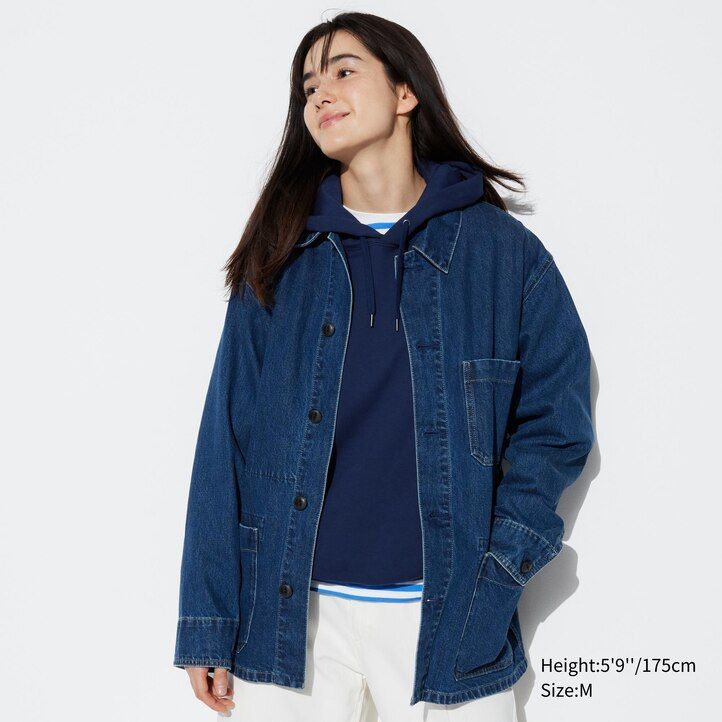 moške uniqlo jeans jakne modre barve