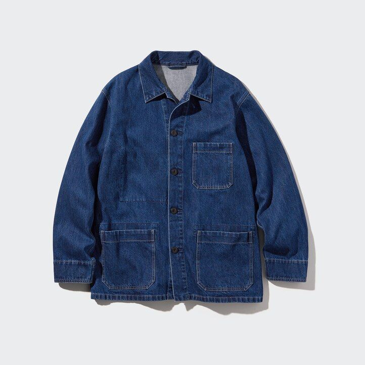 moške uniqlo jeans jakne modre barve