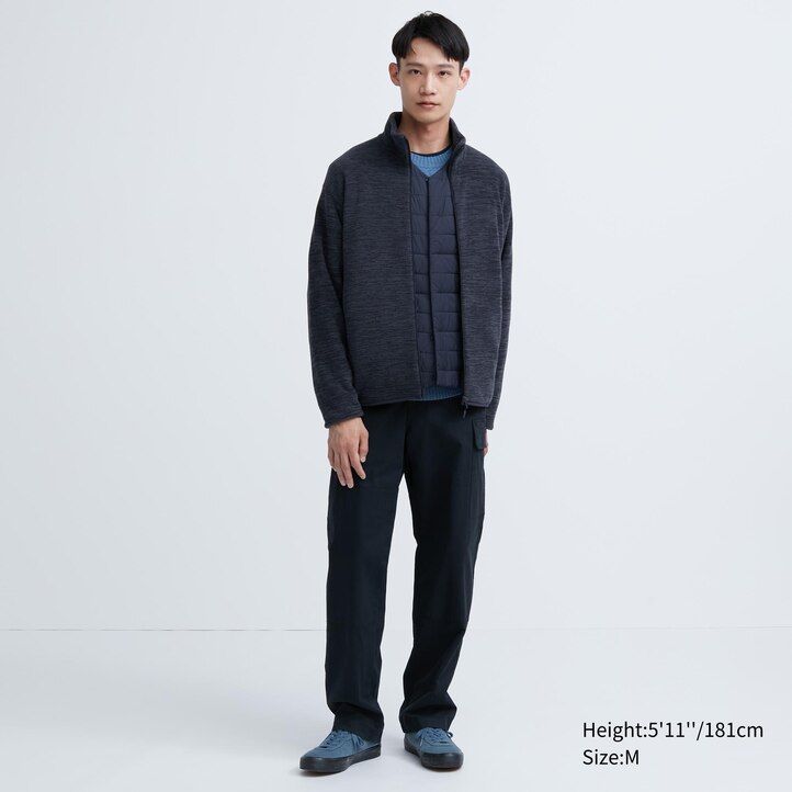 moške bele flis jakne z zadrgo uniqlo heather