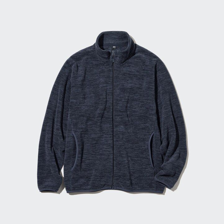 moške bele flis jakne z zadrgo uniqlo heather