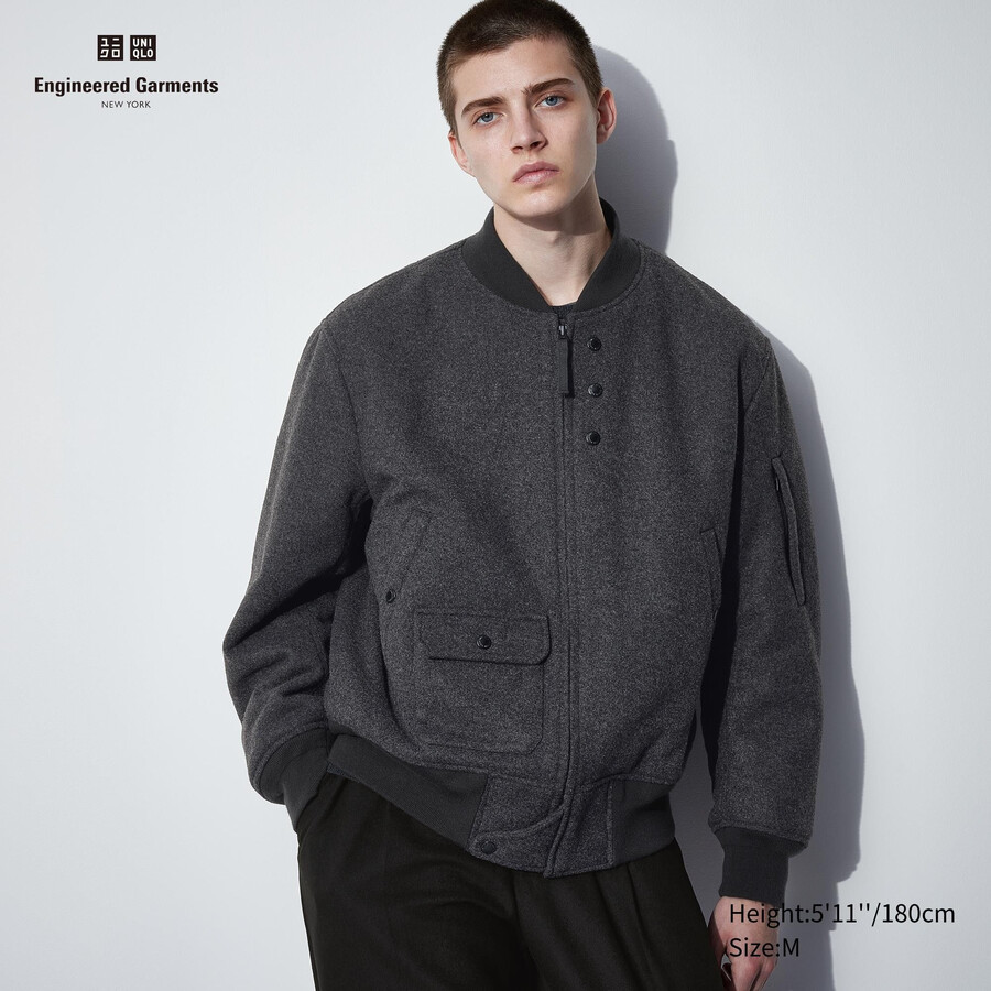 moške temno sive jakne uniqlo heattech warm padded blouson