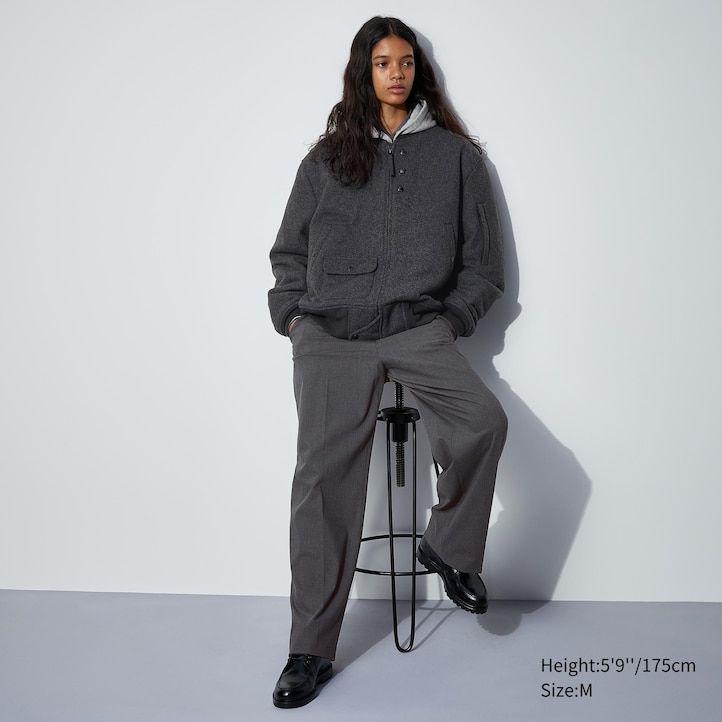 moške temno sive jakne uniqlo heattech warm padded blouson