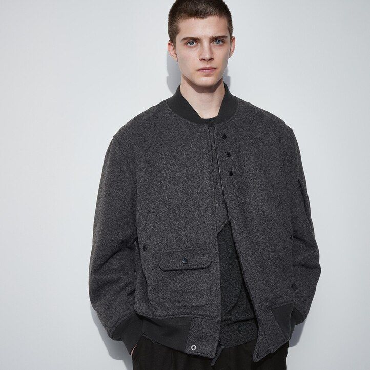 moške temno sive jakne uniqlo heattech warm padded blouson