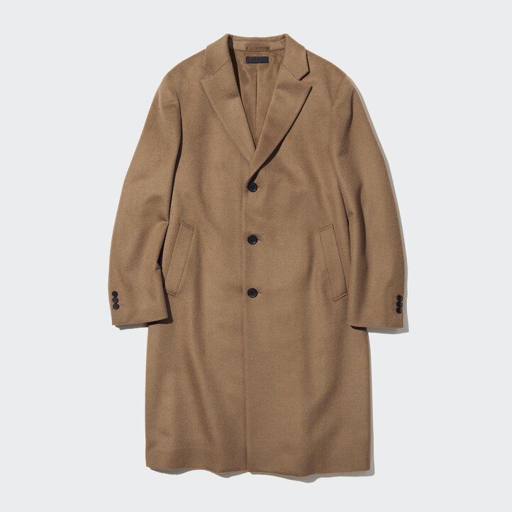 moške jakne uniqlo iz mešanice volne chesterfield črne