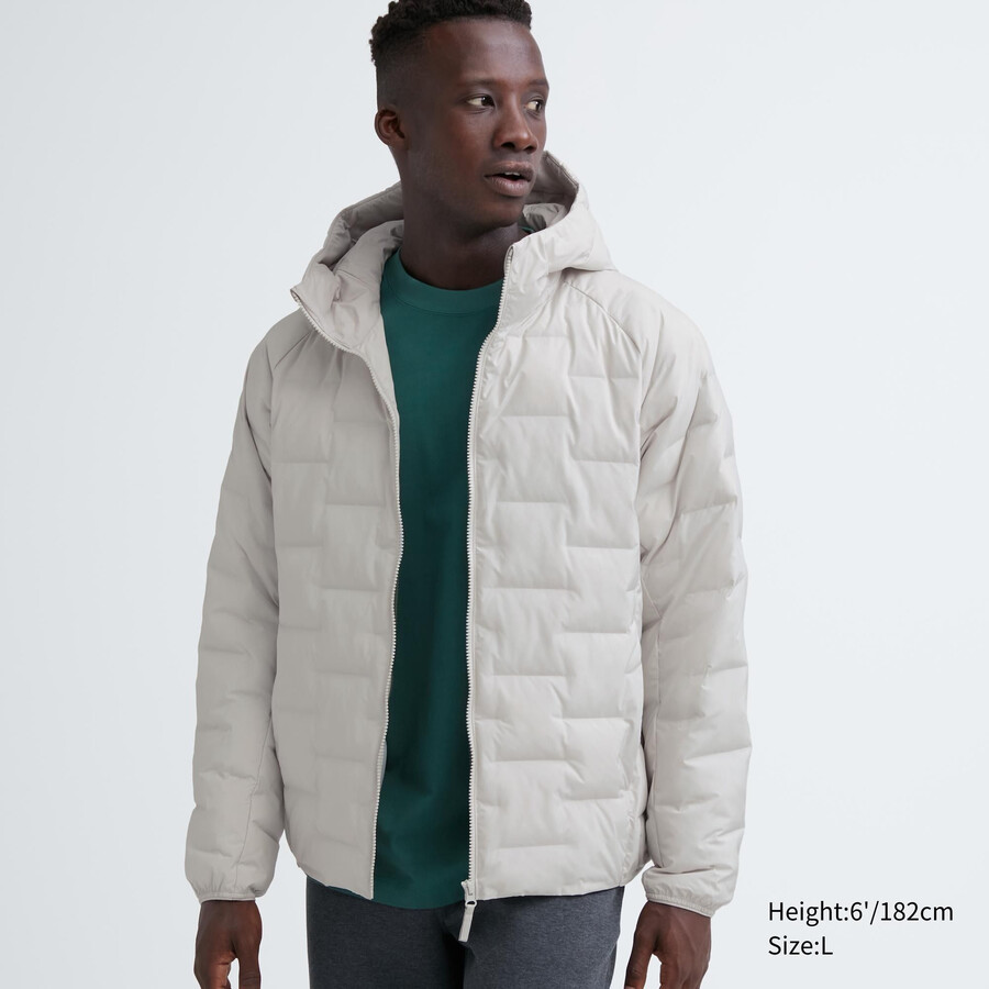 moške bele tople podložene jakne uniqlo