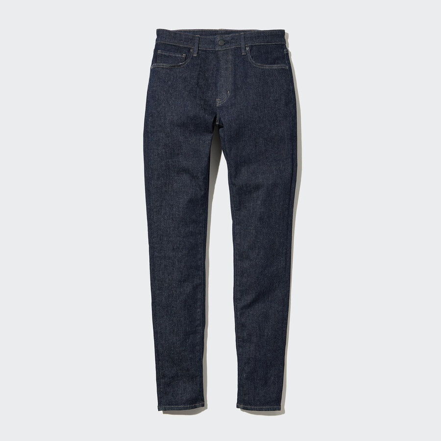modre moške kavbojke uniqlo ultra stretch skinny fit