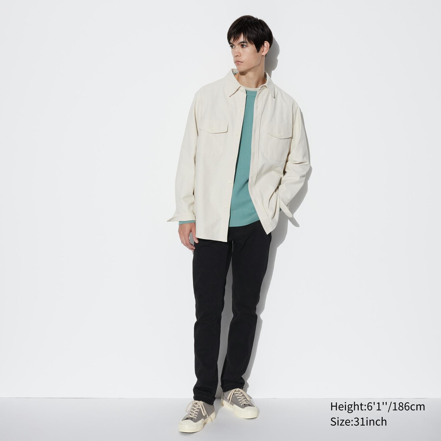 moške kavbojke uniqlo selvedge stretch slim fit črne