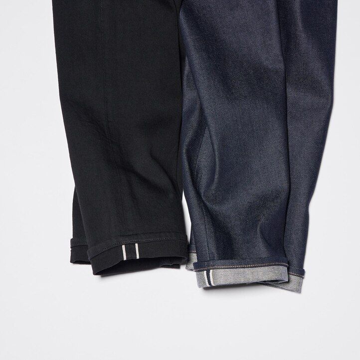moške kavbojke uniqlo selvedge stretch slim fit črne