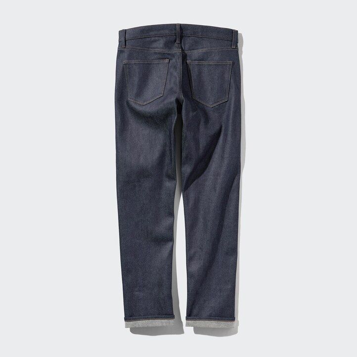 moške kavbojke uniqlo selvedge stretch slim fit črne
