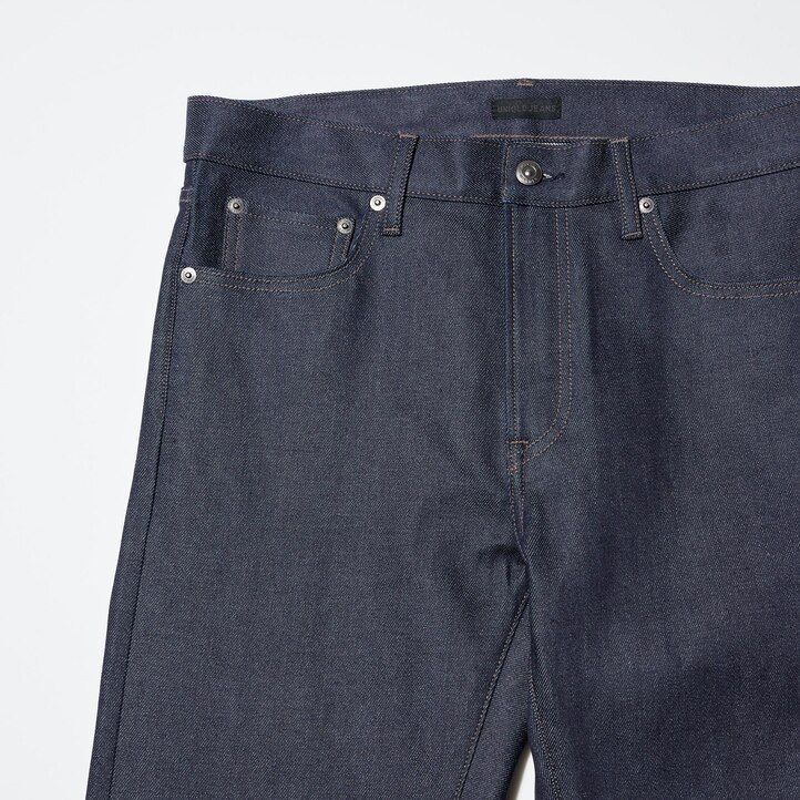 moške kavbojke uniqlo selvedge stretch slim fit črne