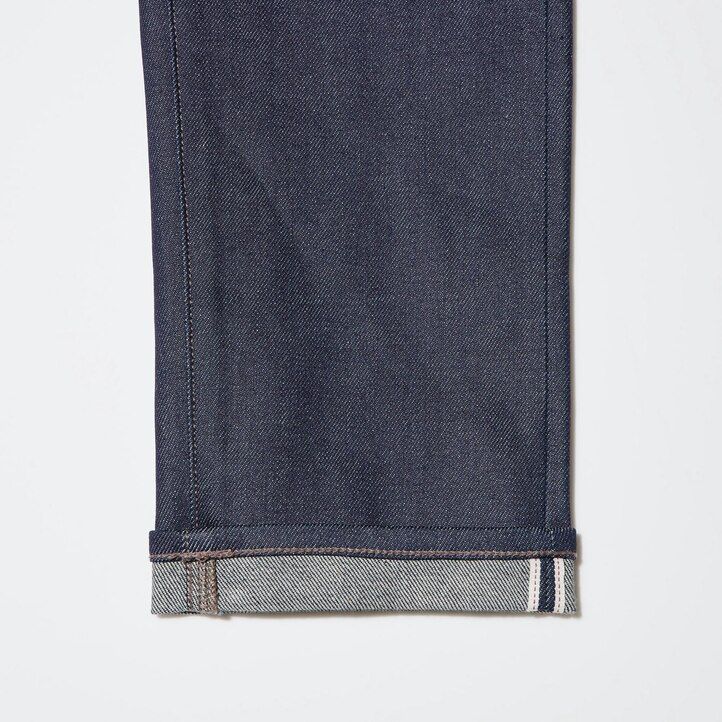 moške kavbojke uniqlo selvedge stretch slim fit črne