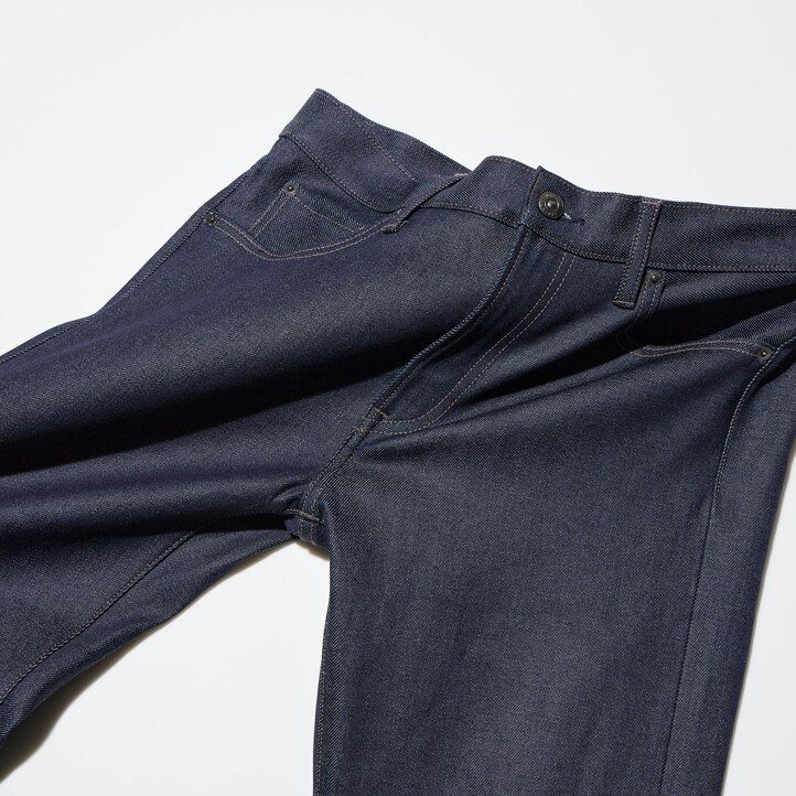 moške kavbojke uniqlo selvedge stretch slim fit črne