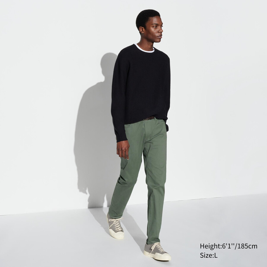 moške kavbojke uniqlo ultra stretch skinny fit olivne barve