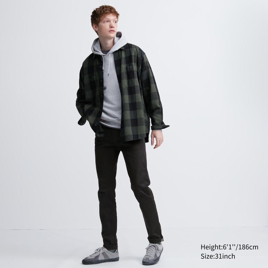 moške kavbojke uniqlo selvedge stretch slim fit črne barve