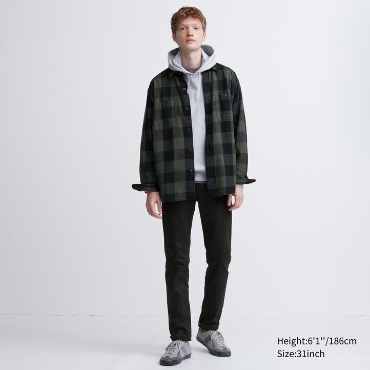 moške kavbojke uniqlo selvedge stretch slim fit črne barve