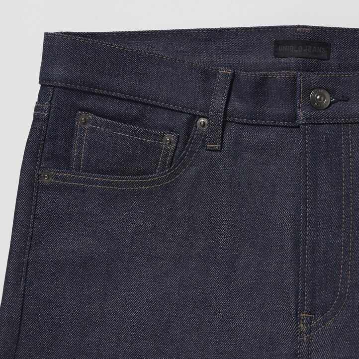 moške kavbojke uniqlo selvedge stretch slim fit črne barve