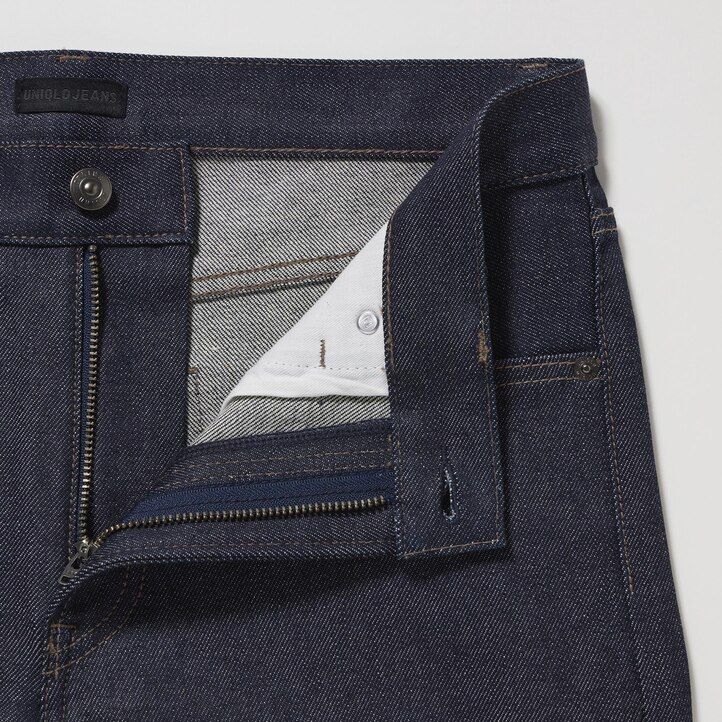 moške kavbojke uniqlo selvedge stretch slim fit črne barve