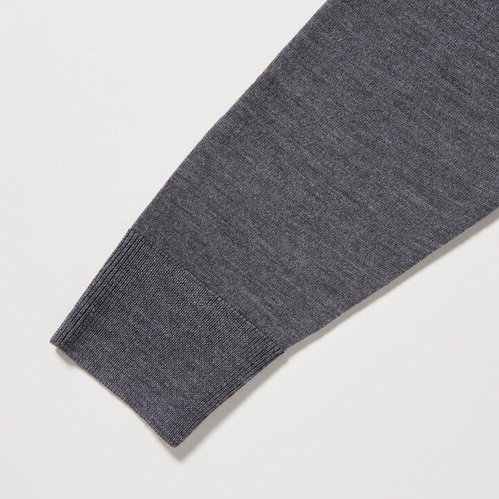 moški puloverji uniqlo extra fine merino z v-izrezom zeleni