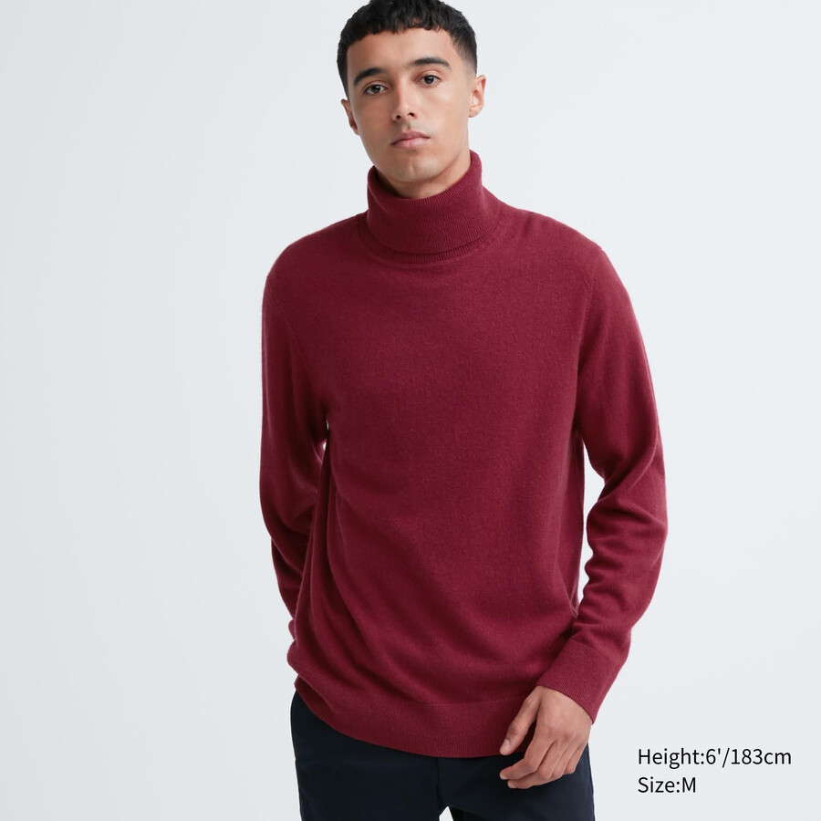 moški puloverji uniqlo iz 100 šmirja v bordo barvi