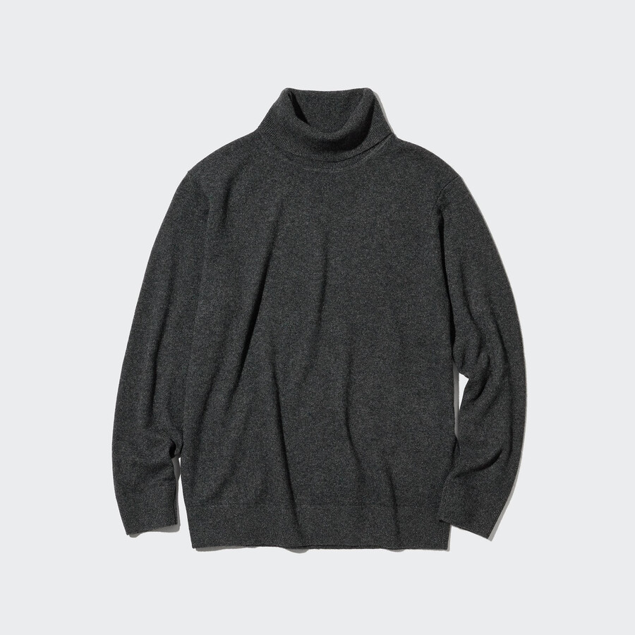 moški puloverji uniqlo 100pctshmere temno sivi
