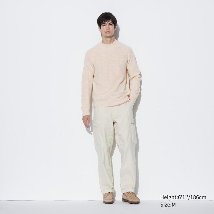 moški puloverji uniqlo middle gauge z lažnim ovratnikom modri