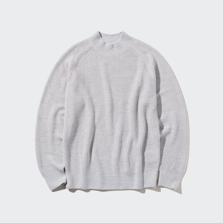 moški puloverji uniqlo middle gauge z lažnim ovratnikom modri