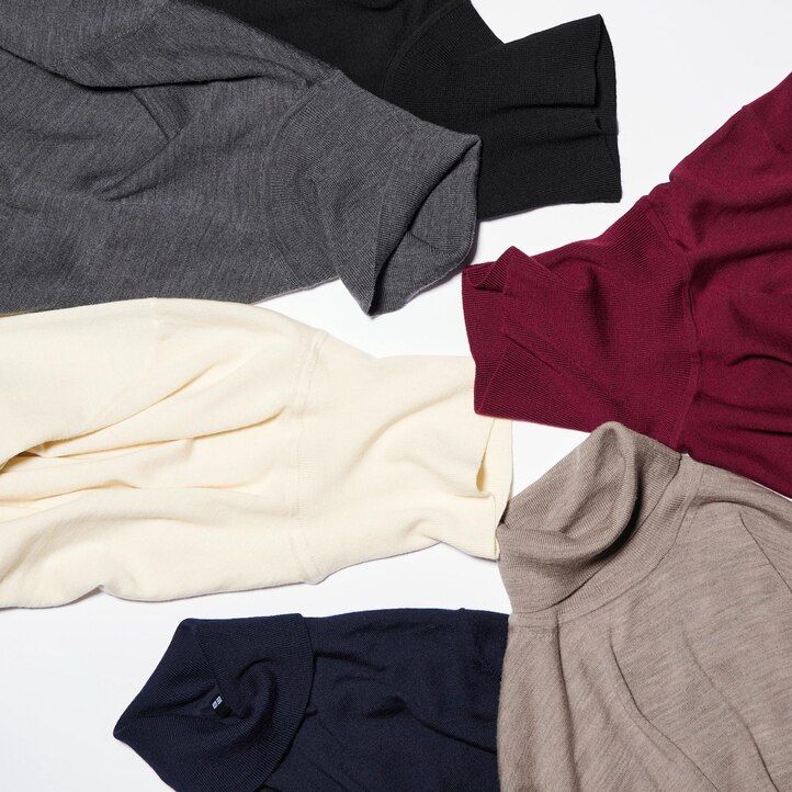 moški puloverji uniqlo 100pct extra fine merino iz belega materiala