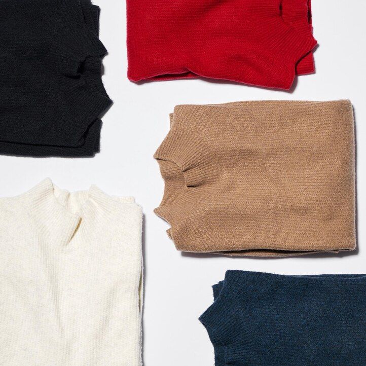 moški puloverji z lažnim ovratnikom uniqlo 3d knit brezšivni iz preje souffle rjave barve