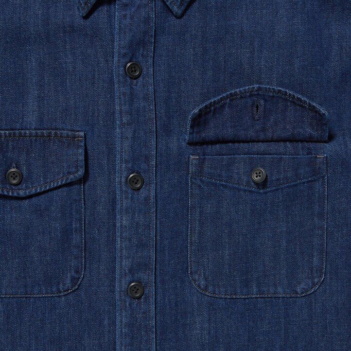 moška oversized majica uniqlo denim utility modra