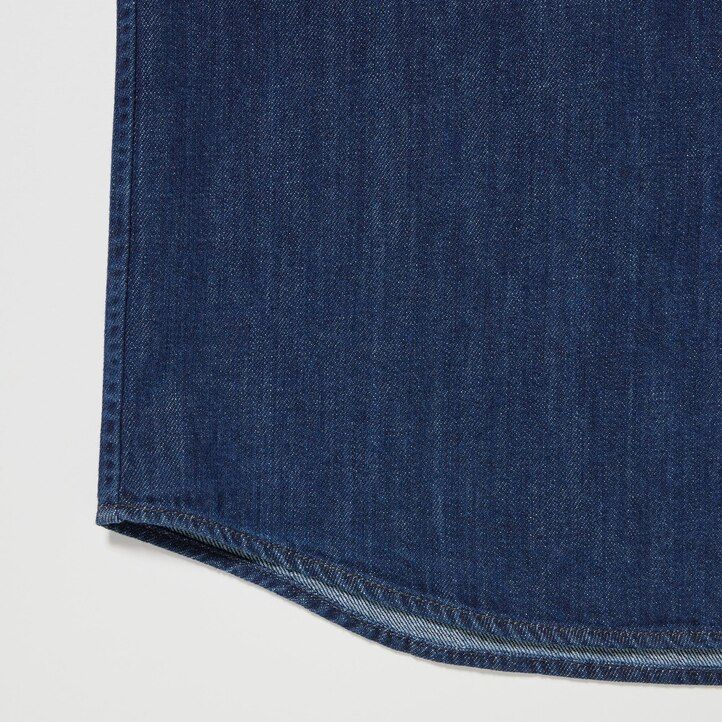 moška oversized majica uniqlo denim utility modra