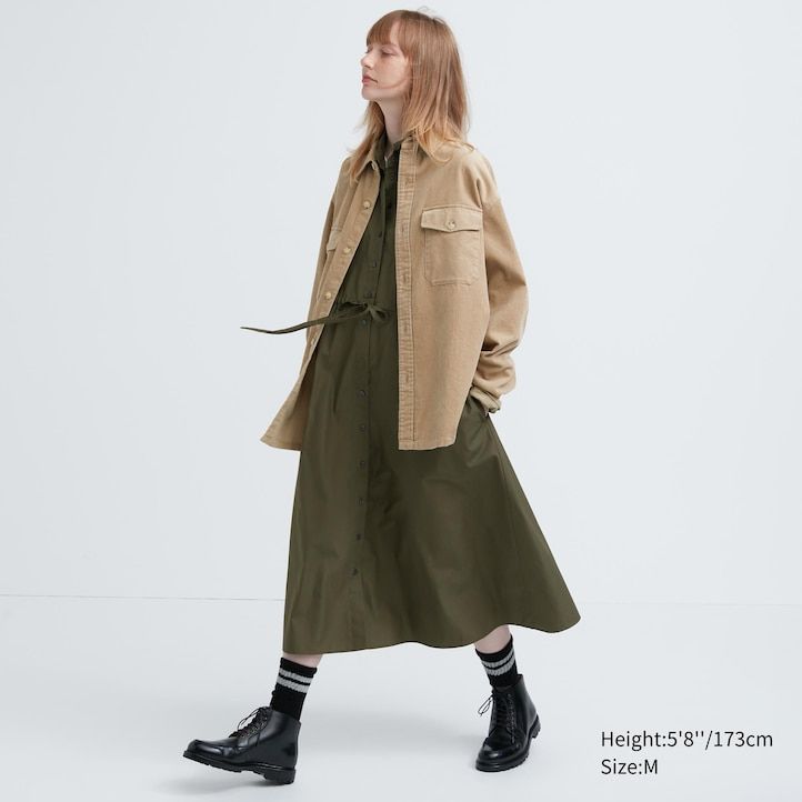 moška oversized delovna majica uniqlo corduroy bež