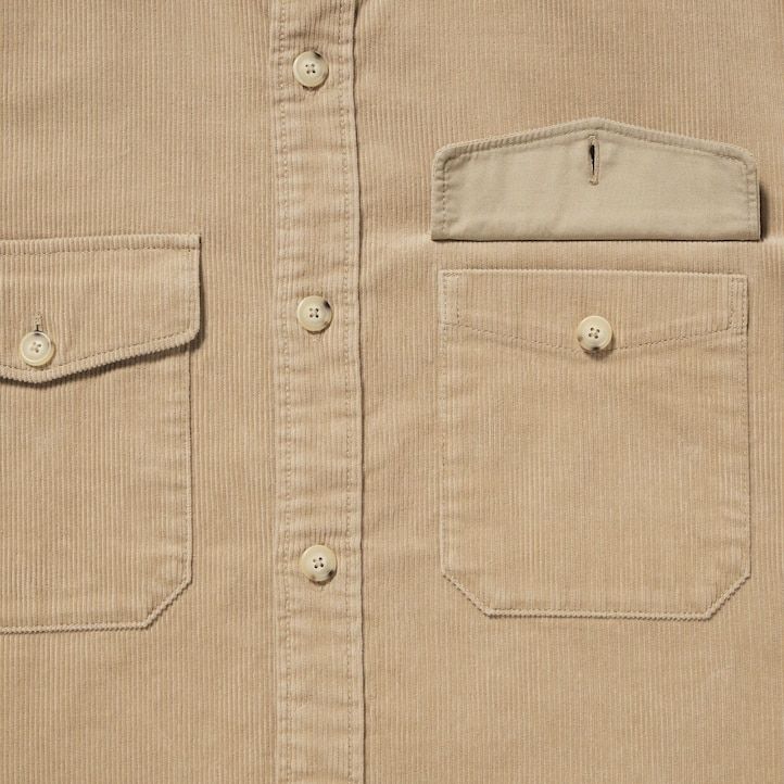 moška oversized delovna majica uniqlo corduroy bež