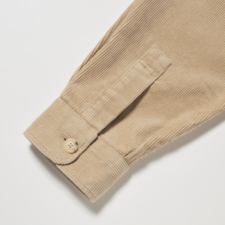 moška oversized delovna majica uniqlo corduroy bež