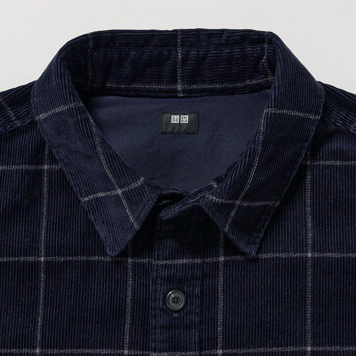 moška temno modra - oversized karirasta oversized overhead srajca uniqlo corduroy