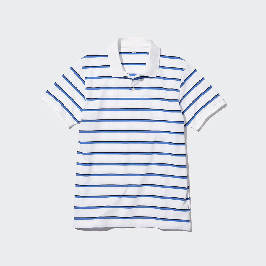 moška polo majica uniqlo dry pique s črtami bela